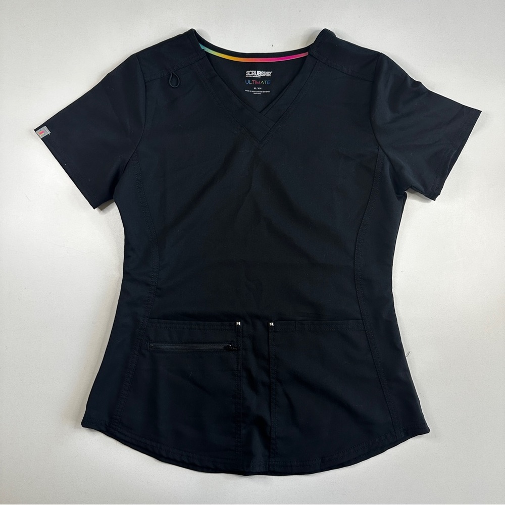 Scrubstar Ultimate Women's Size XS Black V-Neck Scrub Top - 258